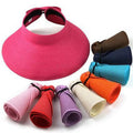 Hot Fashion Wide Brim Straw Hats Women Uv Protection Straw Beach Hats Foldable Roll up Bow Sun Visors Hat