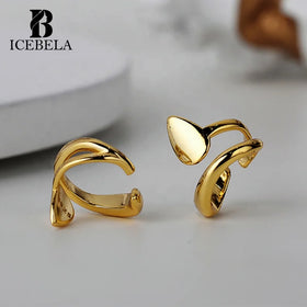 ICEBELA 2026 New Arrival Ear Cuffs 925 Sterling Silver Water Drop Cuff Earrings Personality Gold Ear Clip Cuff for Women