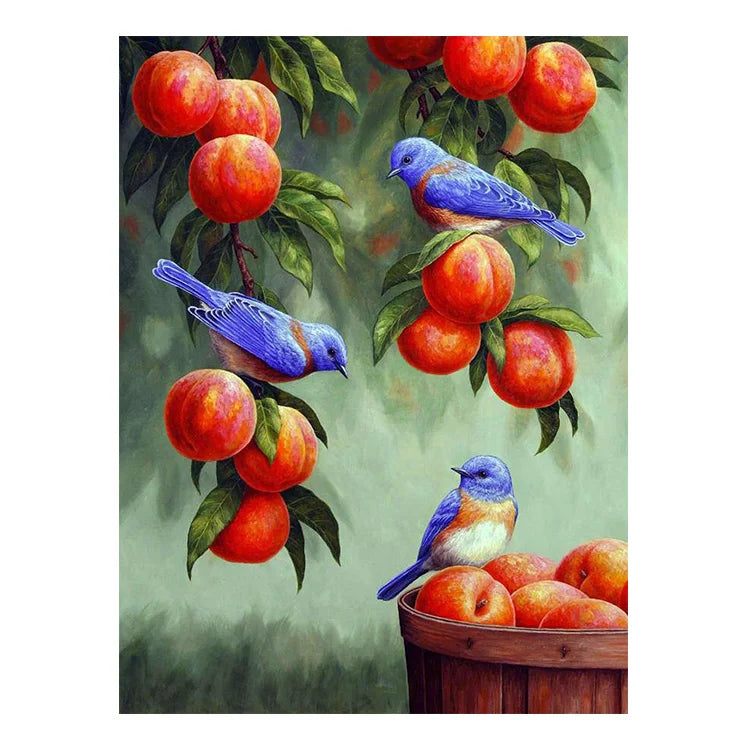 Ever Moment Diamond Painting Bird Red Fruit Handicraft Handmade Full Square Resin Drills Mosaic Art Wall Decoration 5L510