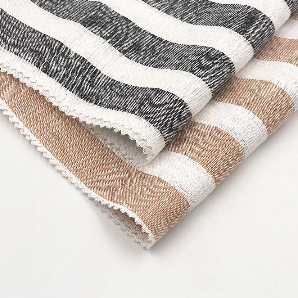 Egypt Men Shirt Yarn Dyed Stripe Check Medium Weight Foundation 100% Strip Luxury Dress Linen Textile Fabric