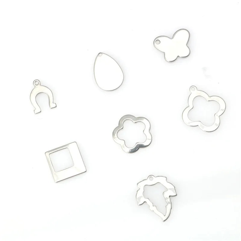 Stainless Steel Horseshoe Flower Water Drop Maple Leaf Pendant Necklace Bracelet Diy Stainless Steel Ornament Accessories