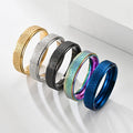 European American Religious Frosted 6MM Stainless Steel Ring Double Step Waterproof Non-Rust Jewelry for Engagement Couples