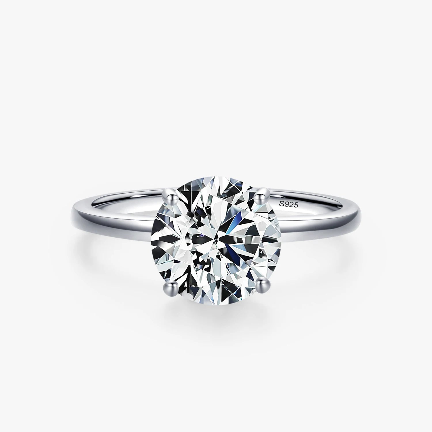 Ailmay 100% 925 Sterling Silver Classic Four Claw Sparkling CZ Finger Rings for Women Wedding Statement Fine Jewelry