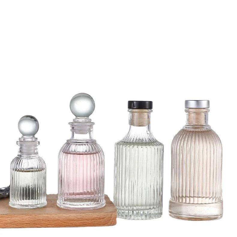 Home Decor Glass Reed Perfume Diffuser Bottle 50ml 100ml 200ml/150ml 250ml Rattan Stick Cork Empty Aroma Oil Perfume Diffuser