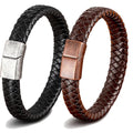Best Sell Vintage Men Magnetic Clasp Handmade Braided Genuine Leather Bracelet Friendship Bangles Accessories Jewelry