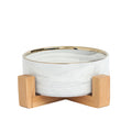 Manufacturer Eco-Friendly Elevated Cat Bowl with Bamboo Stand Ceramic Dog Bowls Small Cat and Dog Water Bowl Set