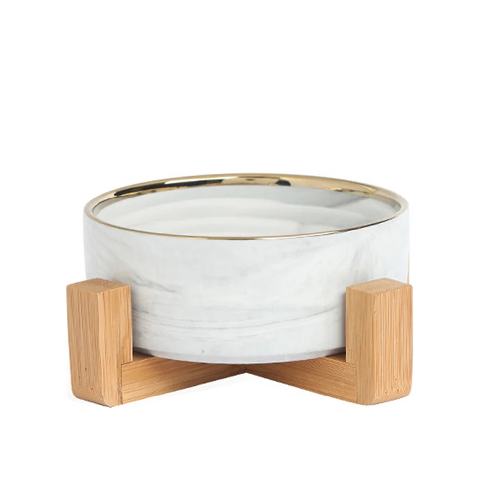 Manufacturer Eco-Friendly Elevated Cat Bowl with Bamboo Stand Ceramic Dog Bowls Small Cat and Dog Water Bowl Set