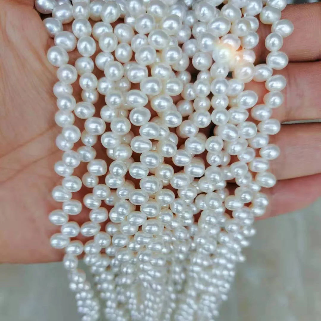 5-6 mm AA+ Rice Pearl Side Hole Nature Pearl Loose Wholesale Nature Freshwater Pearl in Strand