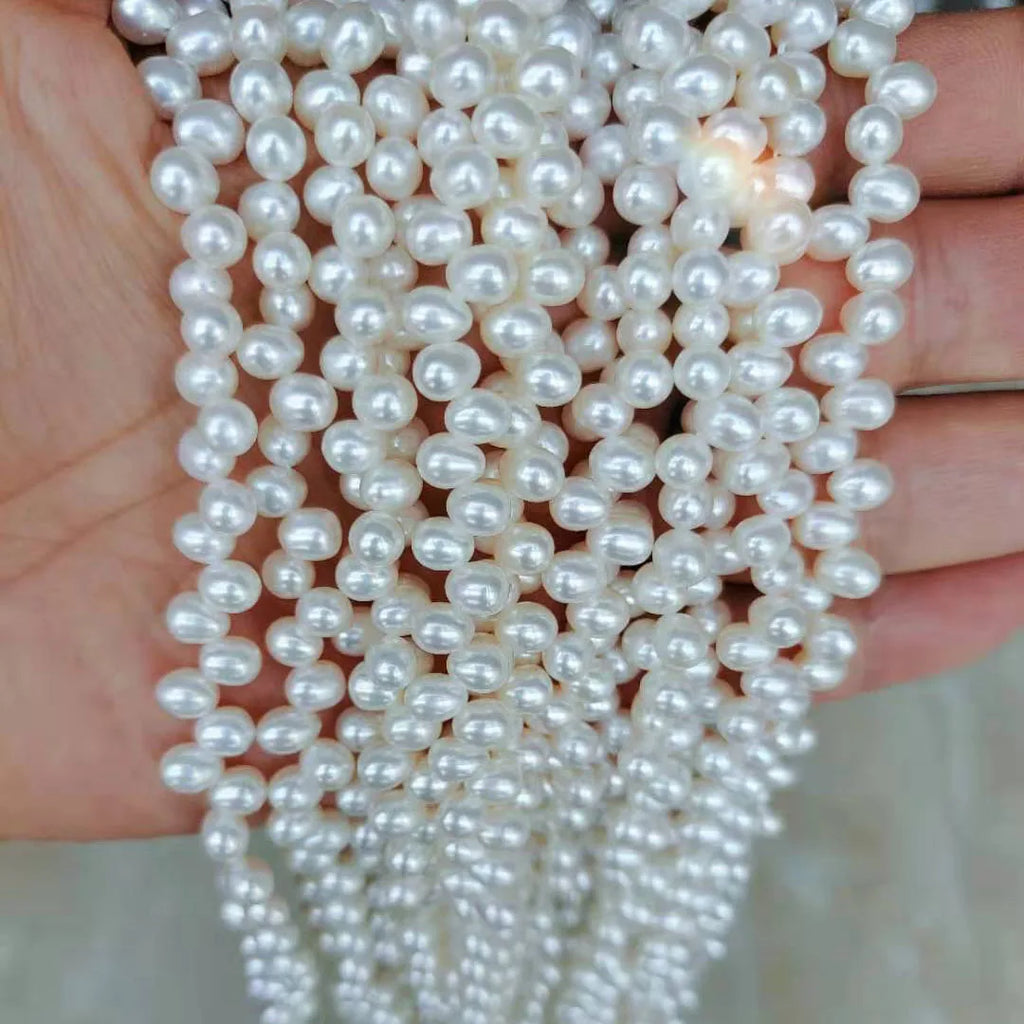 5-6 mm AA+ Rice Pearl Side Hole Nature Pearl Loose Wholesale Nature Freshwater Pearl in Strand