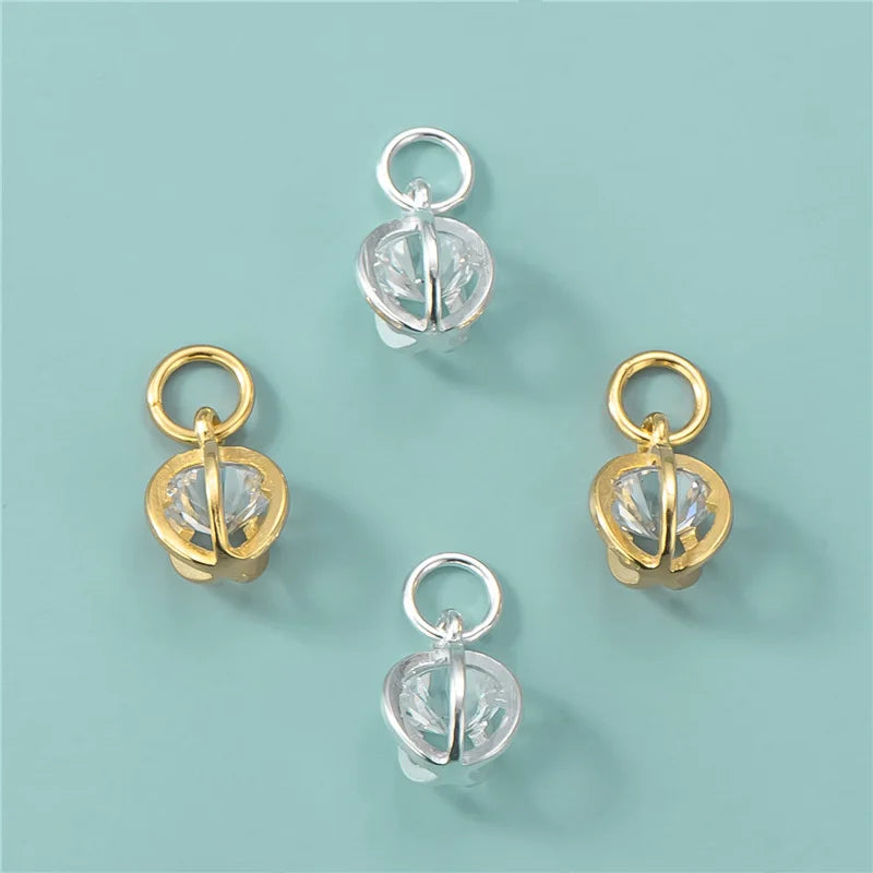 Single Zircon Pumpkin Pendant 925 Sterling Silver White Zircon Pumpkin Pendant for DIY Jewelry Making Supplies