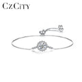 CZCITY Topaz One Carat Moissanite Bracelet 925 Sterling Silver Moissanite Round Adjustable Charm Bracelet