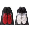 Custom Logo Non Woven Drawstring Shoe Bag Clear Window Dustproof Travel Storage Bag Reusable Eco Friendly Black Customized Shoe