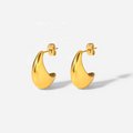 Wholesale Fashion Vintage Stainless Steel Luxury Women 18 Gold Plated Half Round Hollow C Shaped Earrings