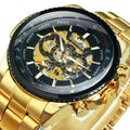 Winner Watch for Men Luxury Gold Stainless Steel Automatic Watches Mens Skeleton Mechanical Man Wristwatch Relojes Hombre Clock