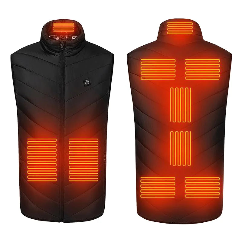 Oem Men's Women's Heating Down Vest 9 Heating Zones Usb Charging Electric Heating Vest