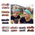 Newborn Infant Toddler Rabbit Bunny Ears Stretch Hair Band Flower Print Baby Girl Top Knot Headband Set Mommy and Me Accessories
