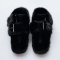 Hot on Sale Female Footwear Wholesale Cheap Fashion Colored Black Faux Fluffy Plush Animal Mink Fur slippers for Women