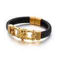 KALEN Fashion Bangles Men Bracelet Leather and Stainless Steel Luxury With Clasps Skull Jewelry