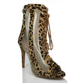 Latin Salsa Ballroom Dance Shoes for Women Leopard Nubuck with Mesh 10cm Heel Height Zapatos De Baile