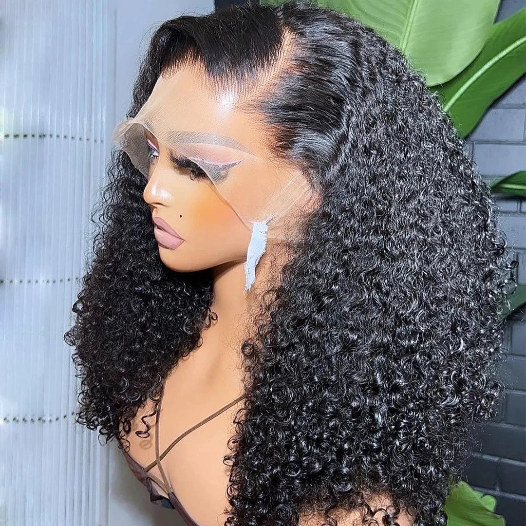 Wholesale Kinky Curly Short Bob Wig Brazilian Human Hair for Black Women Swiss Transparent Lace Frontal Wig Human Hair