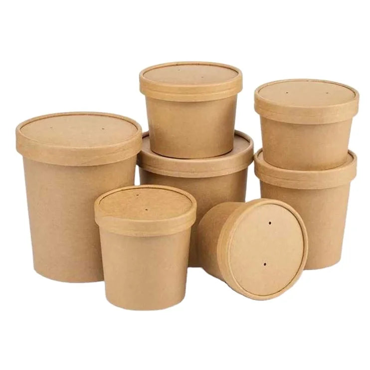 1150ml Hot Soup Paper Cup Bowl Food Cup Disposable Paper Bowl with Logo Custom Noodle Bowl Takeaway