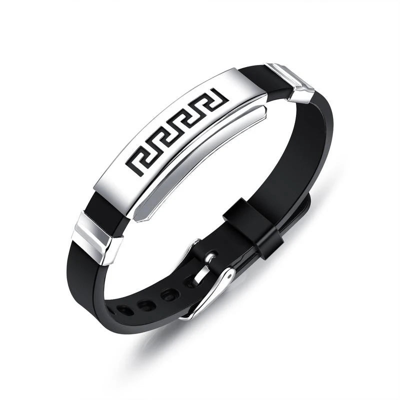 European and American fashion titanium steel silicone bracelet Men