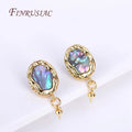 18K Real Gold Plated Abalone Shell Pattern Texture Oval Post Earring Findings DIY Pearl Earrings Pendant Jewelry Components