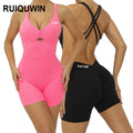 RUIQUWIN High Quality Women's Solid Color Fitness Jumpsuit High Elastic Gym Clothes Butt Lifting Integrated Yoga Bodysuit
