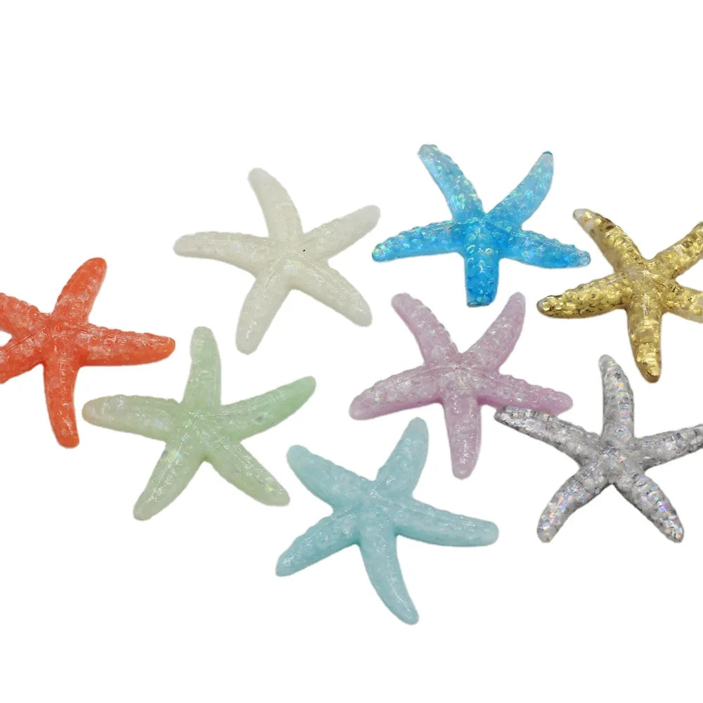 DIY Resin Adorable Glitter Colorful Starfish Shell for Home Wedding DIY Embellishments for Scrapbooking Accessories