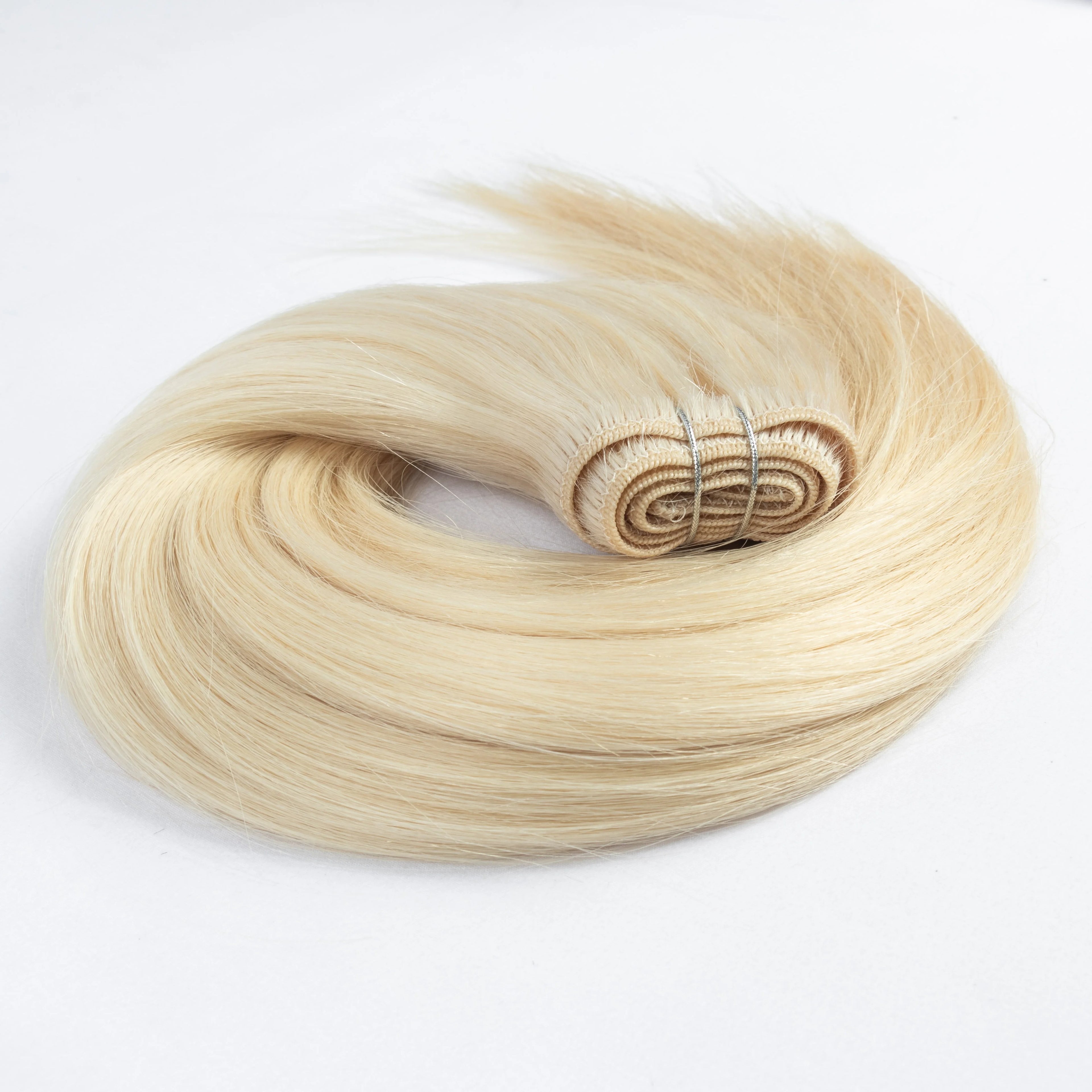 European 100% Virgin Human Hair Extension Blonde Machine Weft with Factory Price Machine Weft Human Hair Extensions