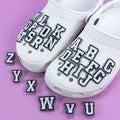 Customized Wholesale Pvc 2d Diy Clog  Sandal Accessories Black White Numbers Letters Shoes Decorations Alphabet Shoe Charms