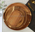 Wholesale Ins Style Wooden Tray Round Plate Japanese Tea Tray Cafe Dessert Storage Tray  Teak Wood Serving Plate