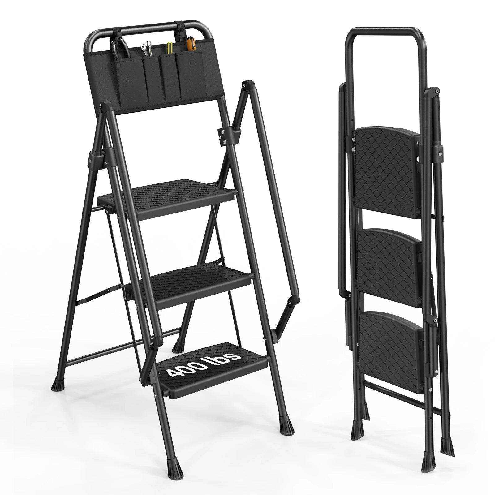 EN14183 3 Steps Steel Ladder With Handle bar
