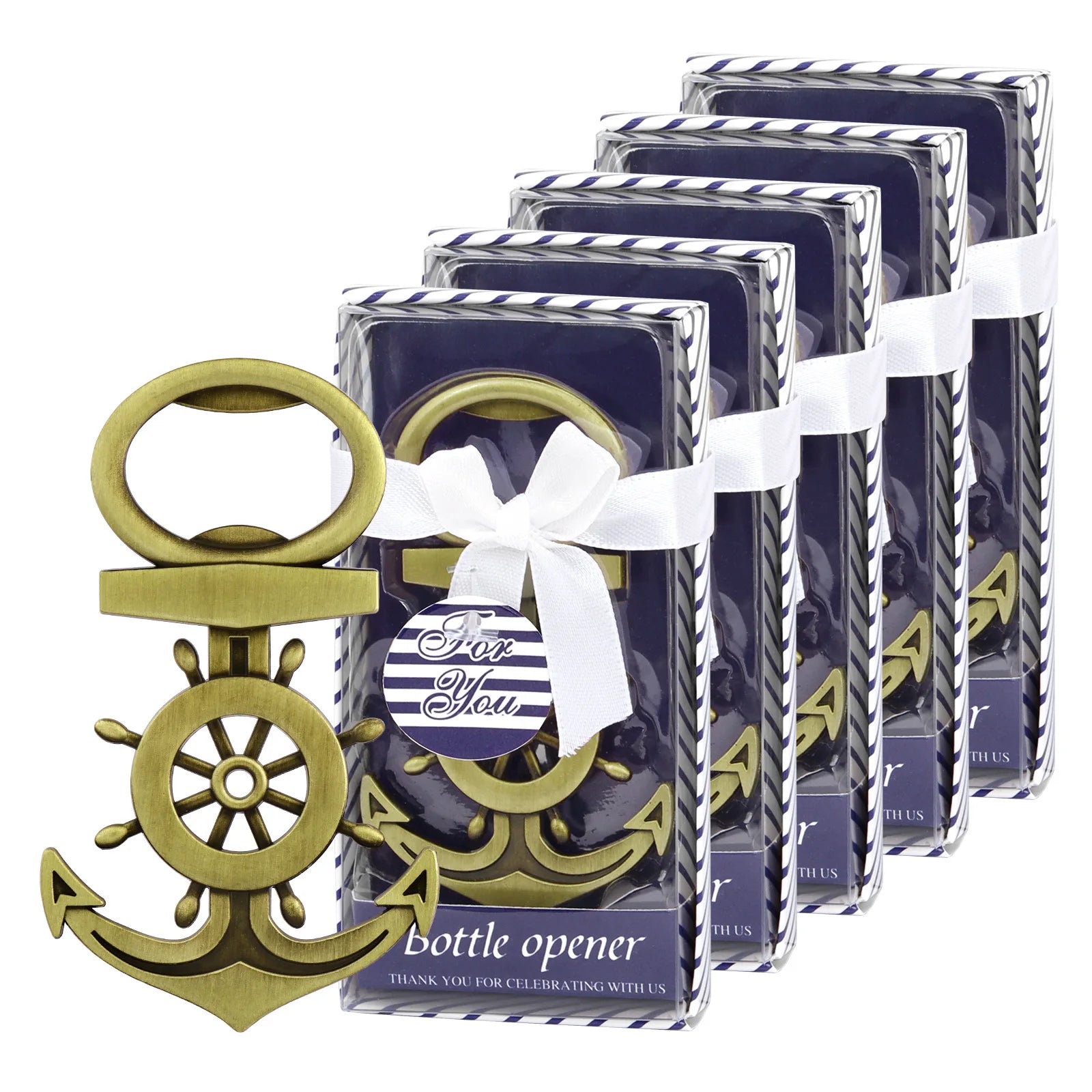Creative Rudder Anchor Shaped Metal Beer Bottle Opener Wedding Seaside Party Souvenirs Exquisite Wedding Return Gifts Set