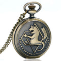 Alchemist Edward Elric Pocket Watch Necklace Pendant Watch Gifts for Men and Women Steampunk Quartz FOB Chain Watches