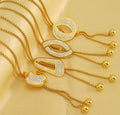 Long Stainless Steel Link Pendant Necklace Personalized Trendy Autumn Winter Sweater Style 18K Gold Plated Geometric Design