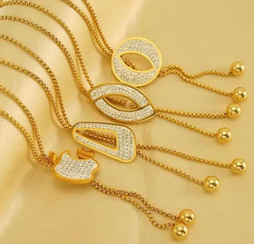 Long Stainless Steel Link Pendant Necklace Personalized Trendy Autumn Winter Sweater Style 18K Gold Plated Geometric Design