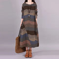 Factory Wholesale Women's Casual Cotton Linen Dress Long Sleeves Loose Striped A-Line O-Neck Natural Waistline Digital Printing