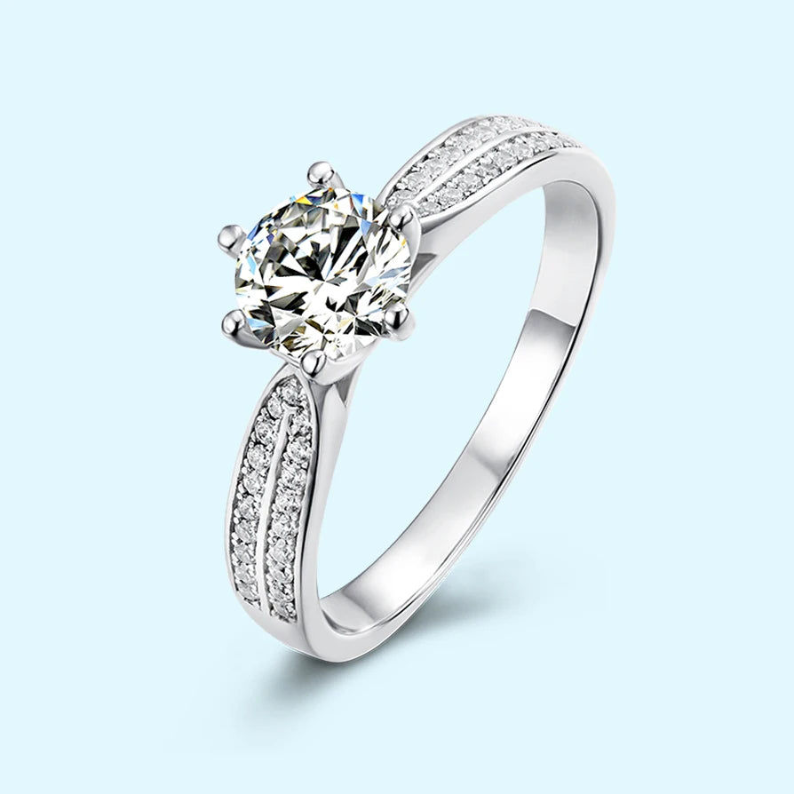 Customizable 6.5mm 1.0 Ct 925 Silver Bridal Engagement Ring Classic Moissanite Customizable Classic Moissanite Ring