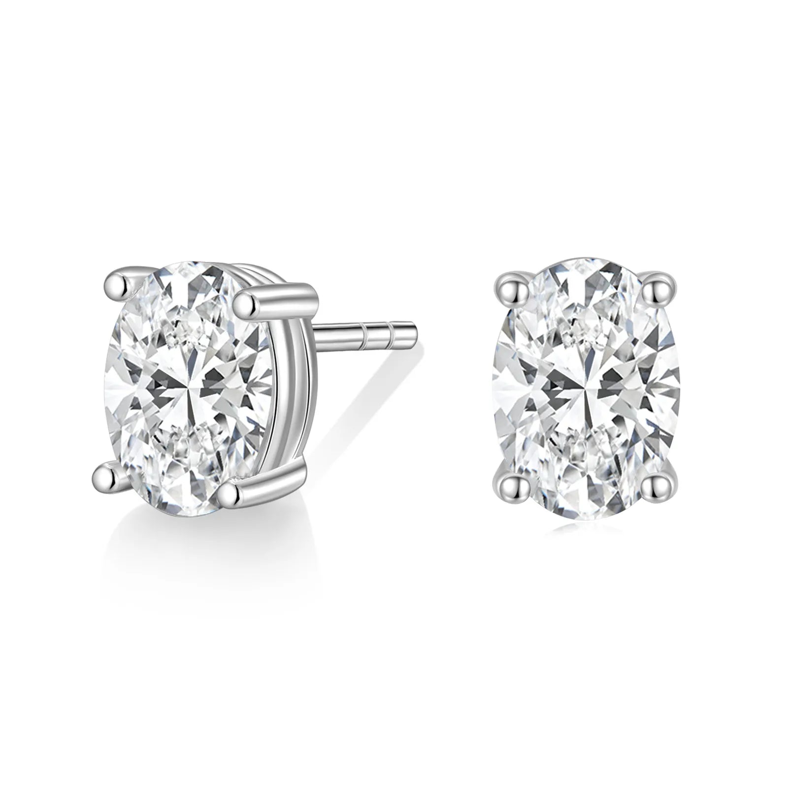 OAHLAN Fashion Jewelry Hypoallergenic 1CT Oval Cut Cubic Zirconia Rhodium Plated 925 Sterling Silver Stud Earrings for Women