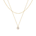 Fenny Wholesale 18K Gold Plated Fashion Double Layer White Shell Geometric Pendant Collarbone Chain Stainless Steel Necklace