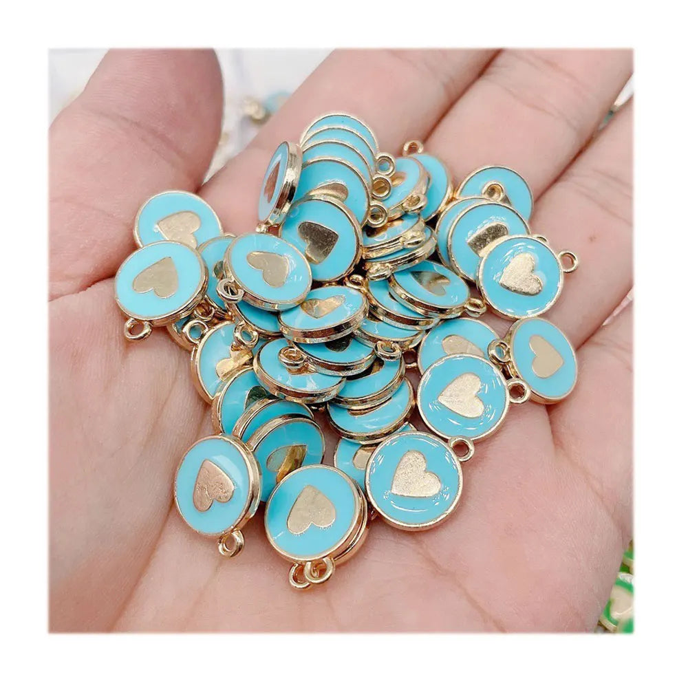 Colorful Lovely Heart Charm for Women's Personalized Jewelry Making DIY Pendant Necklace Exquisite Small Accessories