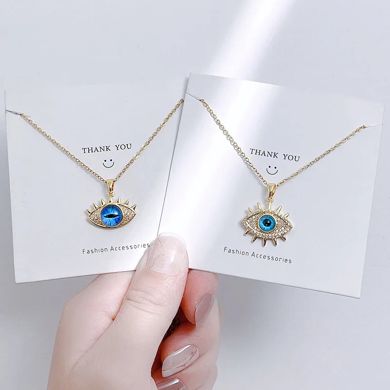 Personalized Versatile Gold Long Custom Titanium Steel Evil Eyes Chain Necklace for Women