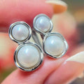 Elegant Cute 5-8MM Double Bead Silver Plated Freshwater Pearl Earrings Natural Mother Buckle Jewelry for Women's Party or Gift