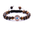 Hot Sale Gemstone 8MM Stone Bracelets Blue Eye Hamsa Charm Bead for Men Women Hand of Fatima Woven Rope Bracelet