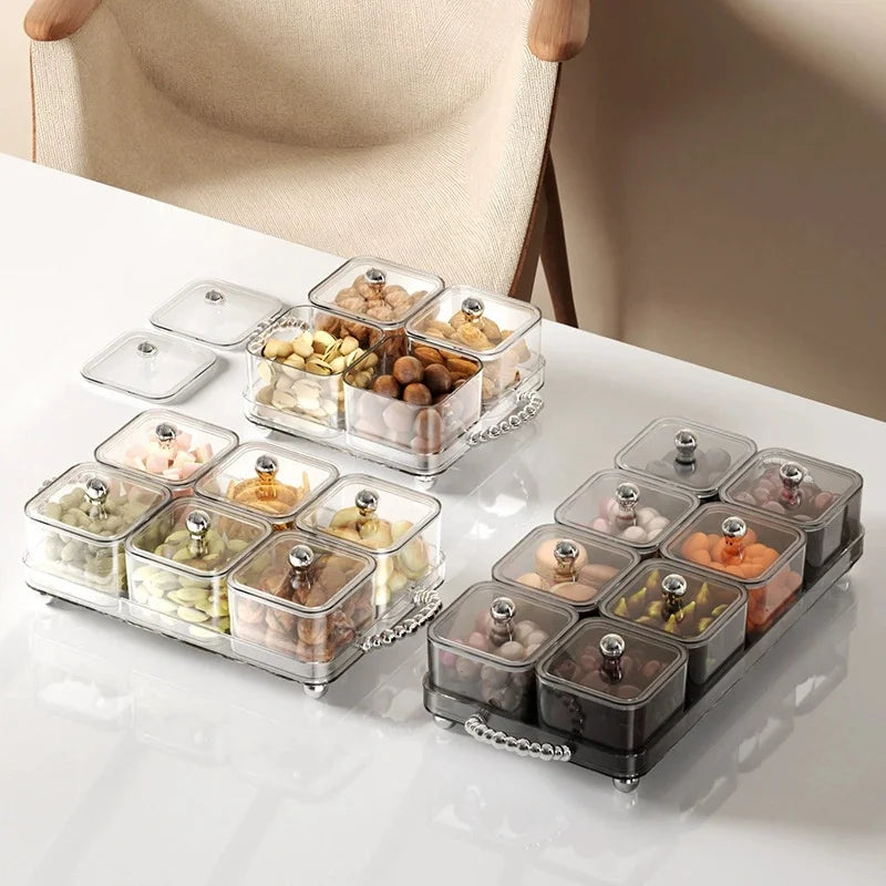 OWNSWING Multi Grid Snack Box with Lid Snack Box with Compartments for Travel Divided Serving Relish Bowls for Snacks