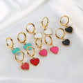 Tiny Rich Designer Inspired Trendy Stainless Steel 18k Gold Plated Dangle Drop Earring Women Jewelry with Enamel Heart Earrings