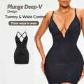 Ladymate OEM/ODM Control De La Barriga Woman Plunge Deep-V Shapewear Slip Dress Bust& Butt Lifter Tummy Control Shapewear Slips