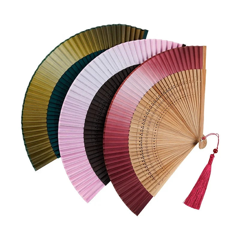 High Quality Chinese Retro Bamboo Folding Handheld Fan Wedding Party Gift Custom logo