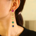 Hot Selling Ins Alloy Diamond Heart Earrings Light Luxury High Sense Long Fringe Rhinestone Earrings